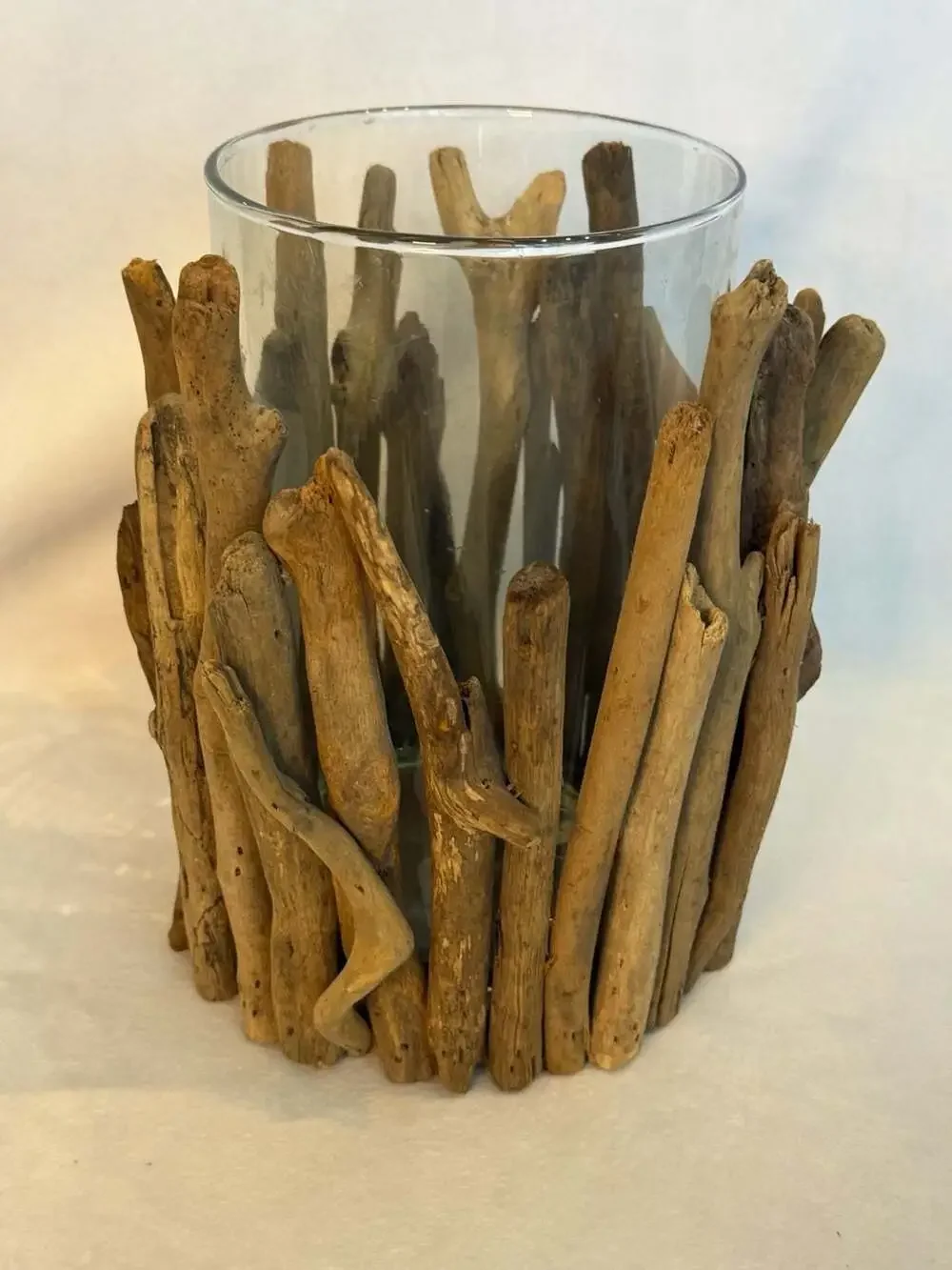 Pier 1 Imports Driftwood Hurricane Glass Candle Holder READ
